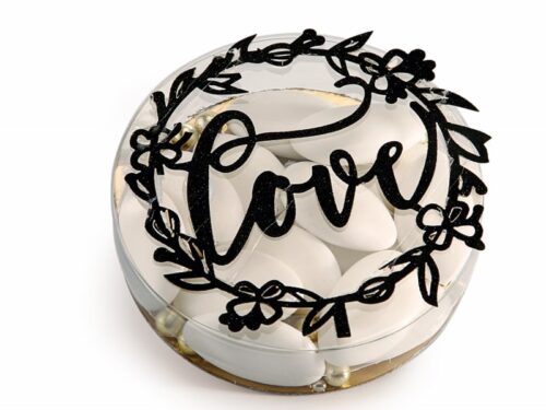Boite a dragees mariage couronne love noir