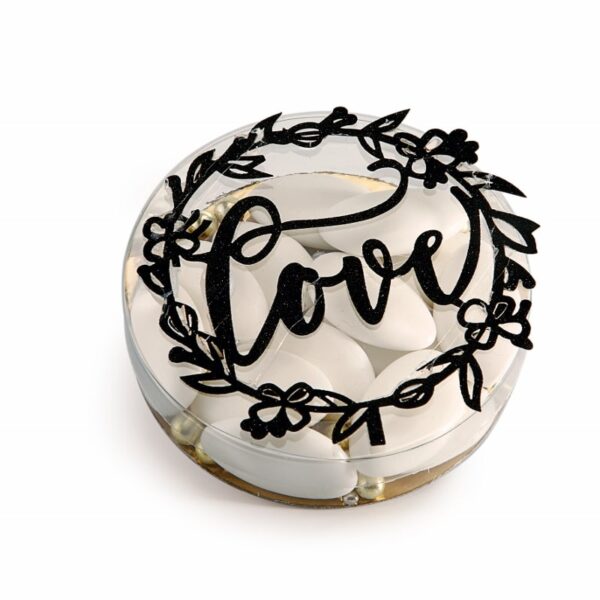 Boite a dragees mariage couronne love noir