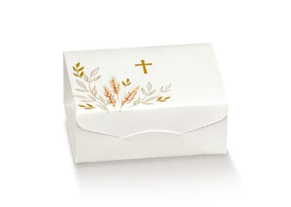 Boite a dragees Rectangle communion epis et croix
