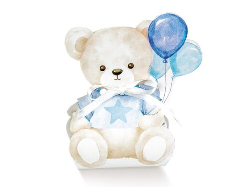 Boite a dragées forme ourson avec ballons Boite a dragées forme ourson avec ballons