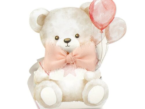 Boite a dragées forme ourson avec ballons Boite a dragées forme ourson avec ballons