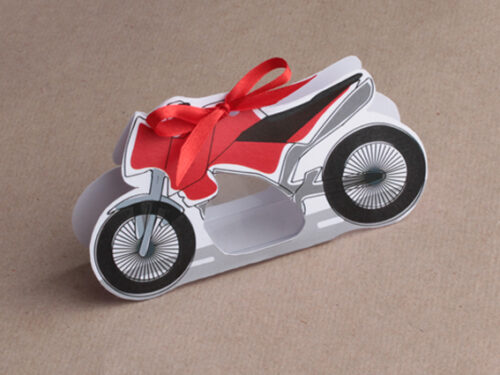 Boite à dragées moto rouge