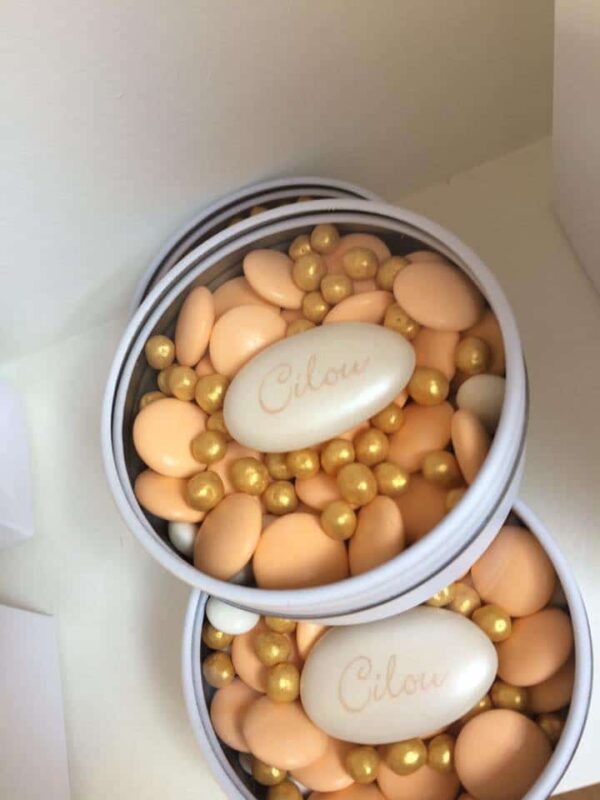 Boite à dragées métal ronde - Blanc - Avec fenêtre