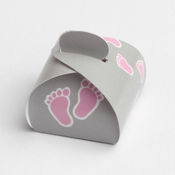 boite a dragees pied rose et gris