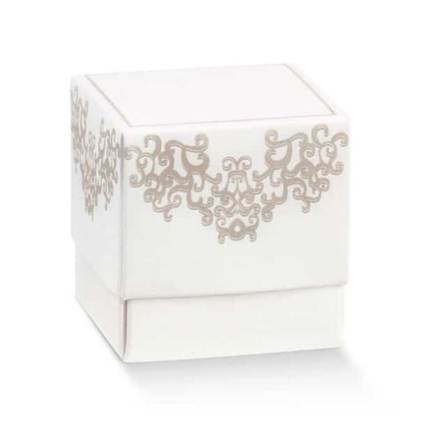 Contenant Dragées Cube blanc