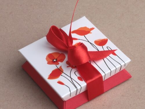 Boite à dragées coquelicot