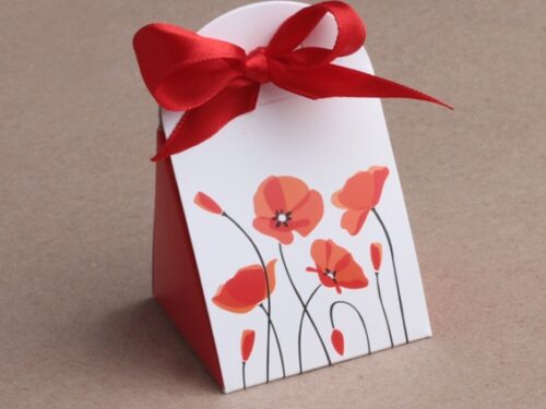 Contenant à dragées-Iris-Coquelicots-Lot de 10