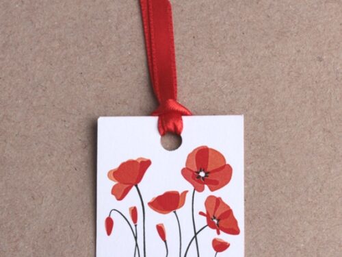 Étiquette Coquelicot carrée - Lot de 4