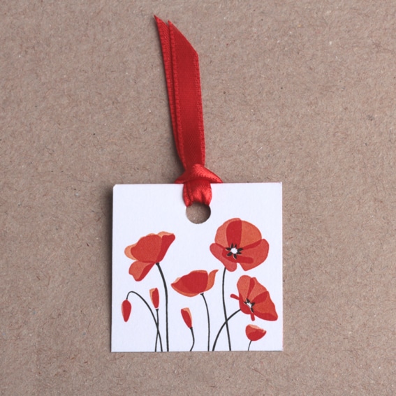 Étiquette Coquelicot carrée - Lot de 4