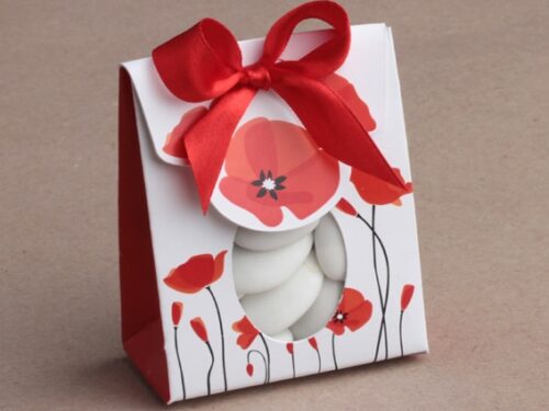 Pochon à dragées coquelicot - lot de 10