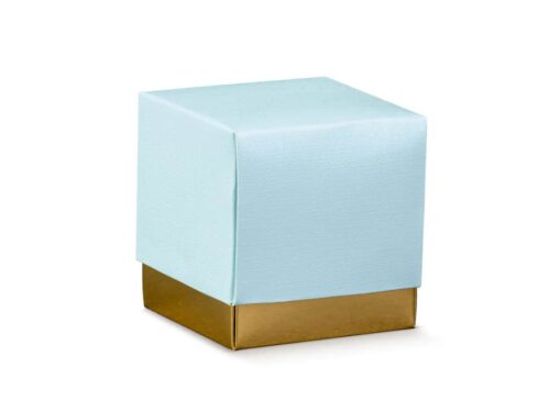 Boite à dragées bleu et or