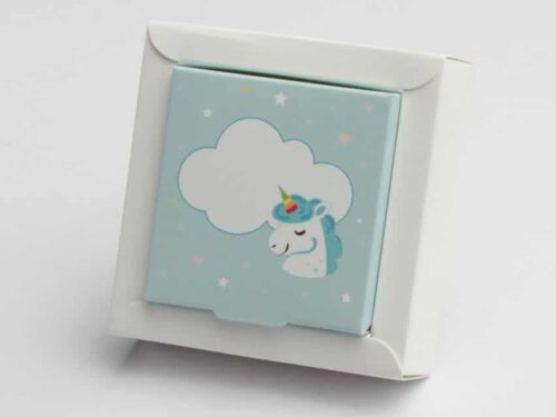 boite à dragées licorne bleu ciel