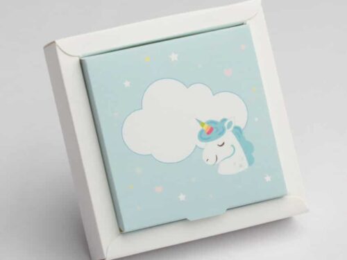 boite à dragées licorne bleu