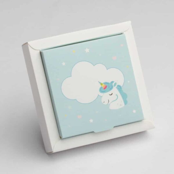 boite à dragées licorne bleu
