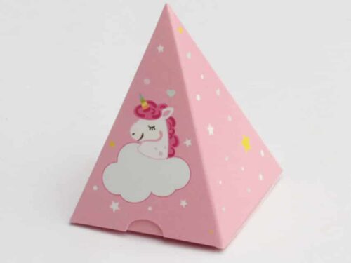 boite à dragées licorne rose pyramide