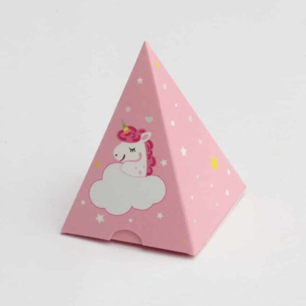 boite à dragées licorne rose pyramide