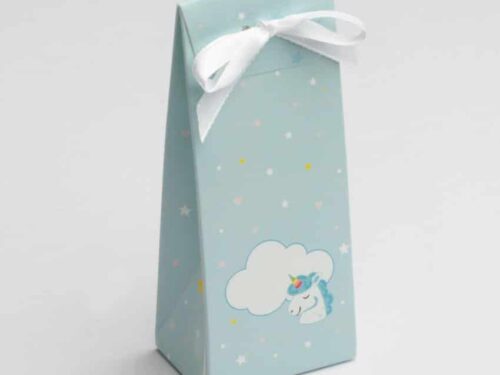 boite à dragées licorne bleue