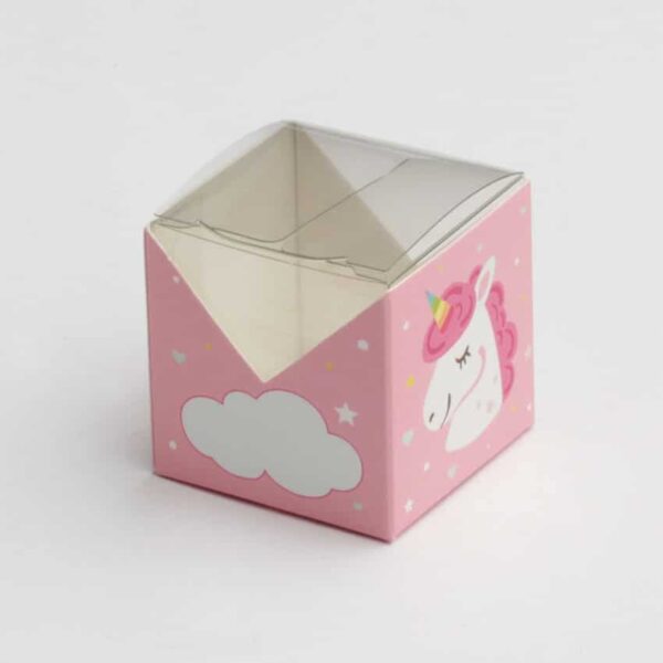 boite à dragées licorne carrée rose