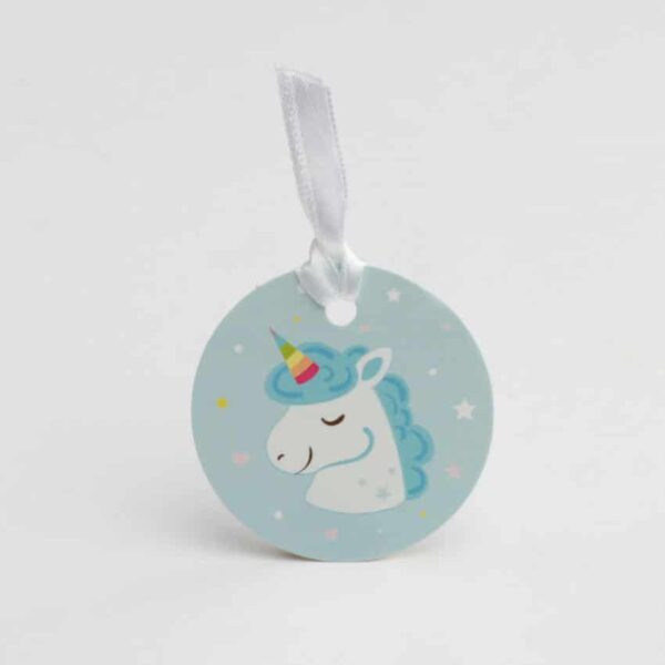 étiquette à dragées licorne bleue