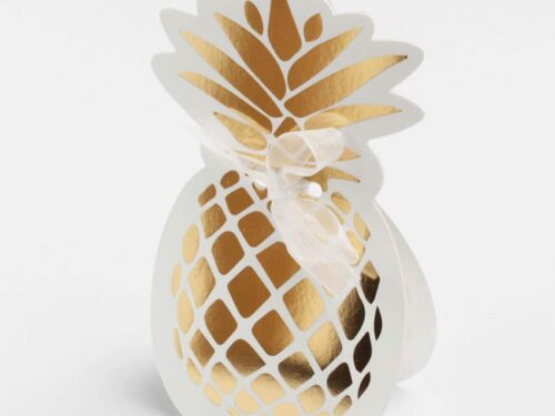 boite a dragees ananas or et blanc