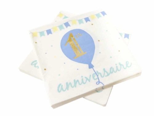 serviettes 1er anniversaire bleu