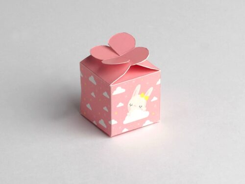 contenant à dragée lapin carré rose
