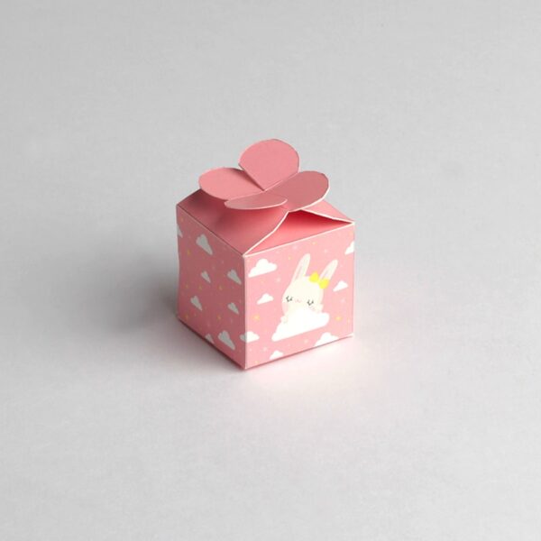 contenant à dragée lapin carré rose