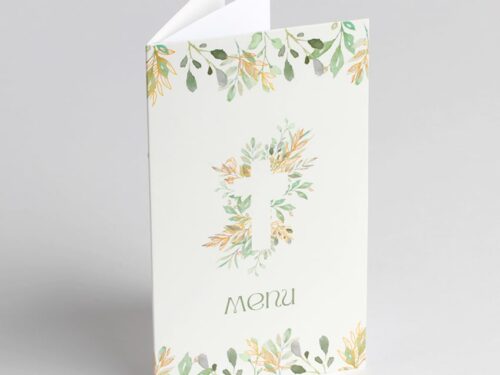 menu communion feuillage avec croix