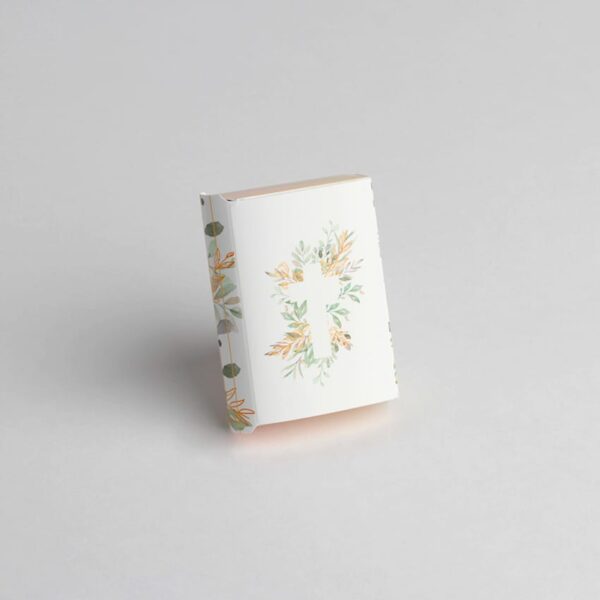 boite communion missel feuillage avec croix