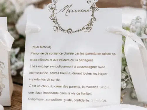 Cartes parrain marraine blan et or