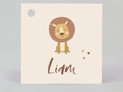 Étiquette à dragées - Carré - Lion