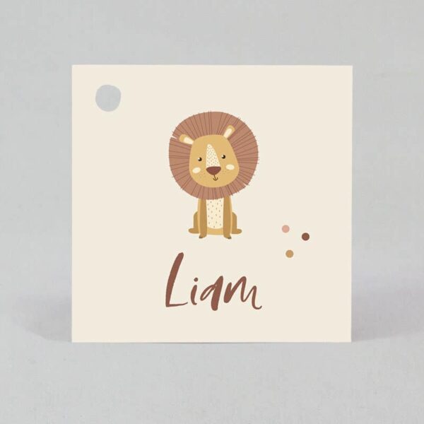 Étiquette à dragées - Carré - Lion