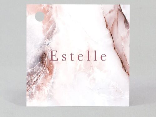 Étiquette à dragées - Carré - Marbré Rose