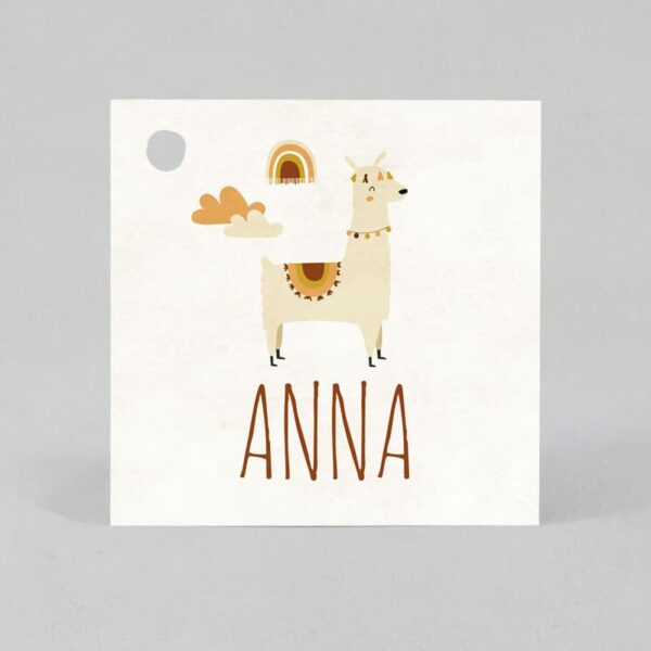 Étiquette à dragées - Carré - Lama