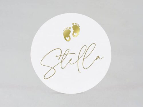 Étiquette autocollante Blanc Petit pied Or