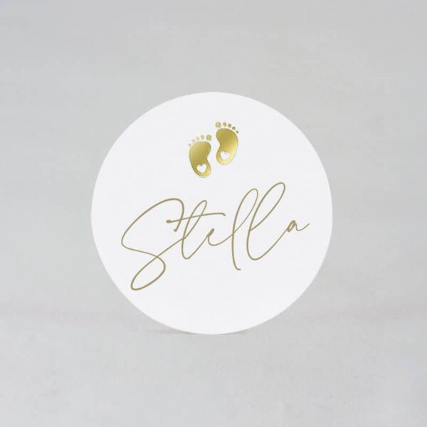 Étiquette autocollante Blanc Petit pied Or