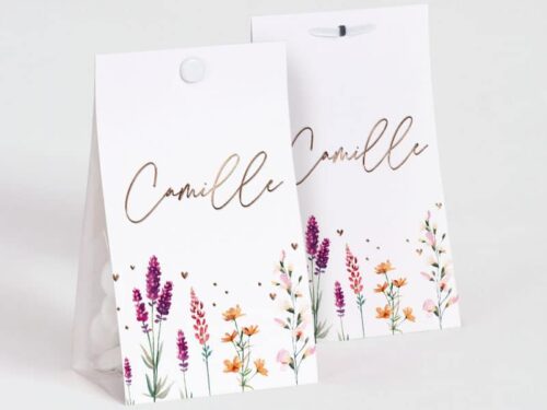 Contenant a dragees fleurie Impression Rose Gold