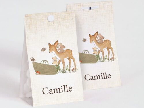 Contenant à dragées "Les amis de la forêt"