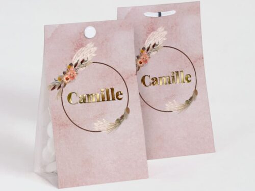 Contenant à dragées Vieux Rose et Pampa