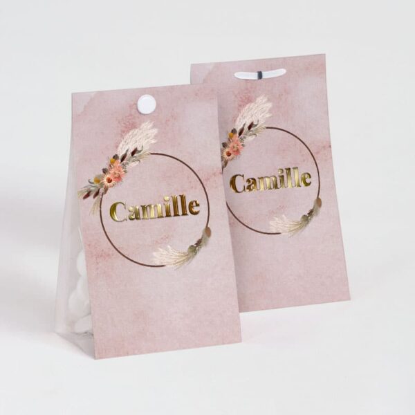 Contenant à dragées Vieux Rose et Pampa