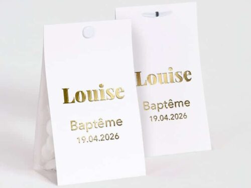 745090 Contenant à dragées blanc impression doré Contenant à dragées blanc impression doré