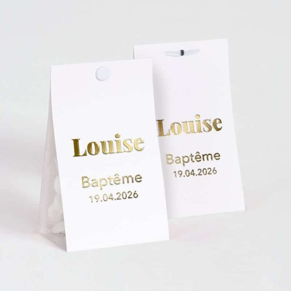 Contenant à dragées blanc impression doré