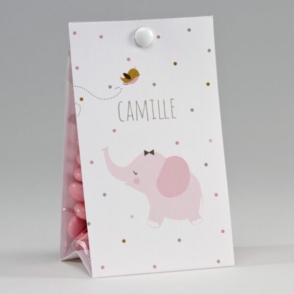 Boite à dragées éléphant rose