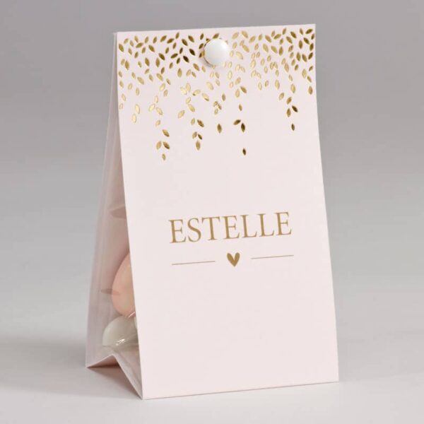 Boite a dragées rose poudrée et or