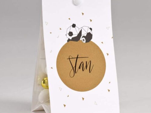 Boite à dragées Blanc Panda - Personnalisable