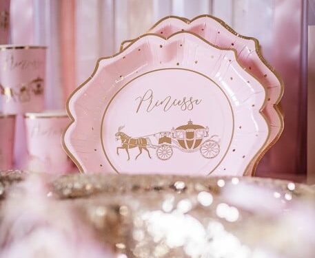 79554 Assiettes princesse Rose et Or