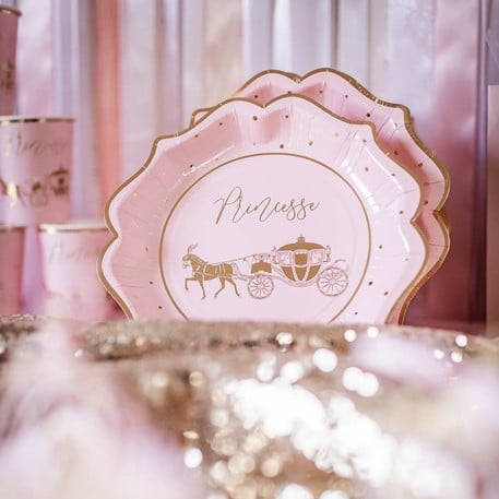 79554 Assiettes princesse Rose et Or