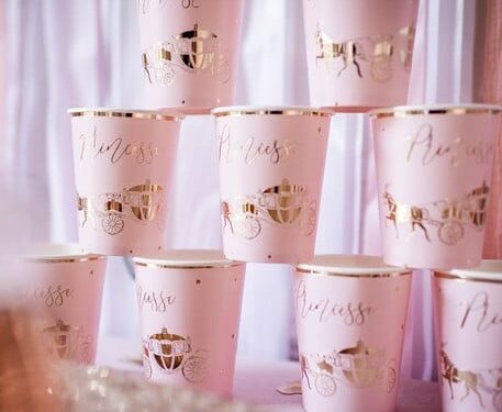 79555 Gobelets princesse rose et or