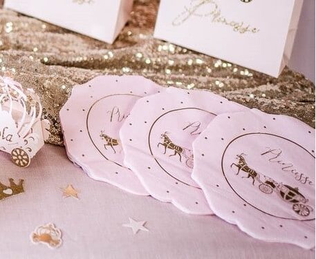 79556 Serviettes princesse Rose et Or 3 plis