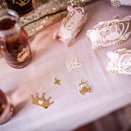 Confettis princesse rose, or et paillettes or 79697